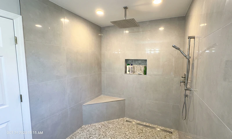 Bathroom Remodels Custom Tiled Shower with Niche